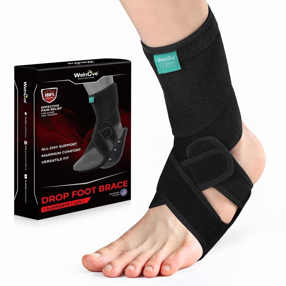 Welnove Foot Drop Support Brace, AFO Ankle Stabilizer for Improved Walking, A...