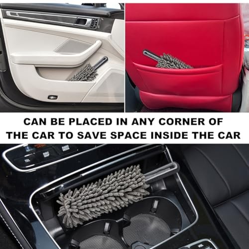 Car Duster Interior - Lint-Free Microfiber Cleaning With Comfortable Handle,