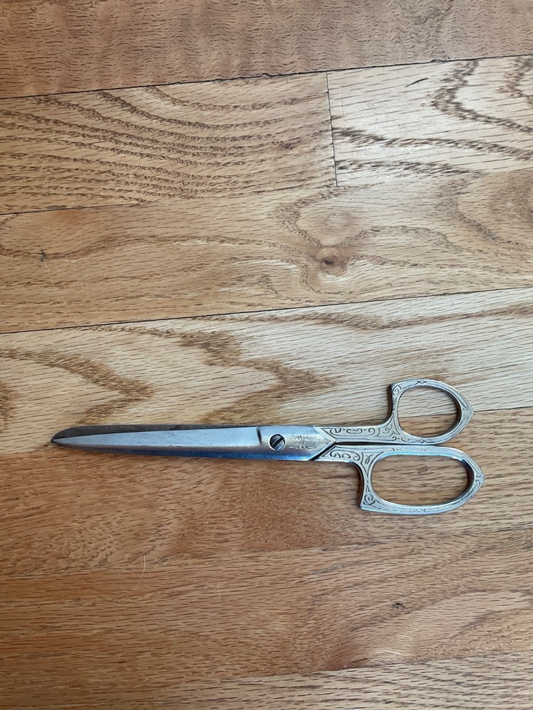 Vintage 8" Scissors Forged Steel Ornate Scrolling Handle - Eversharp