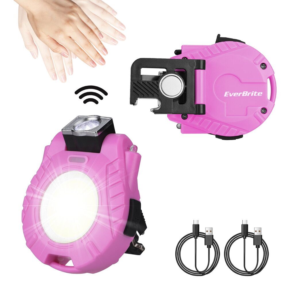 EverBrite Rechargeable Magnetic COB Keychain Work Light 6 Mode Flashlight 2 Pack