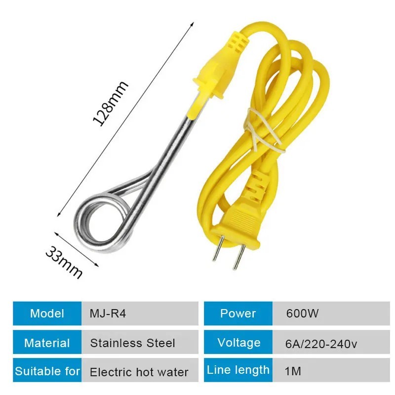 Portable 600W Electric Immersion Water Heater | Travel Liquid Boiler Rod 220V