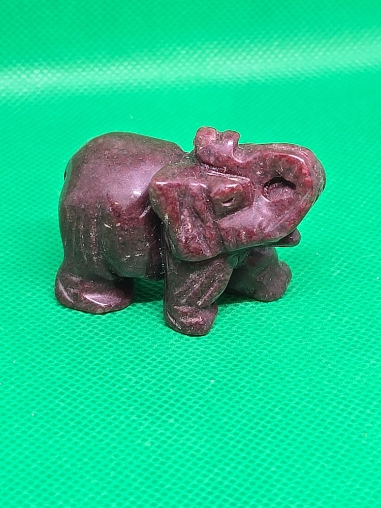 Carved Dark Red Jasper Elephant
