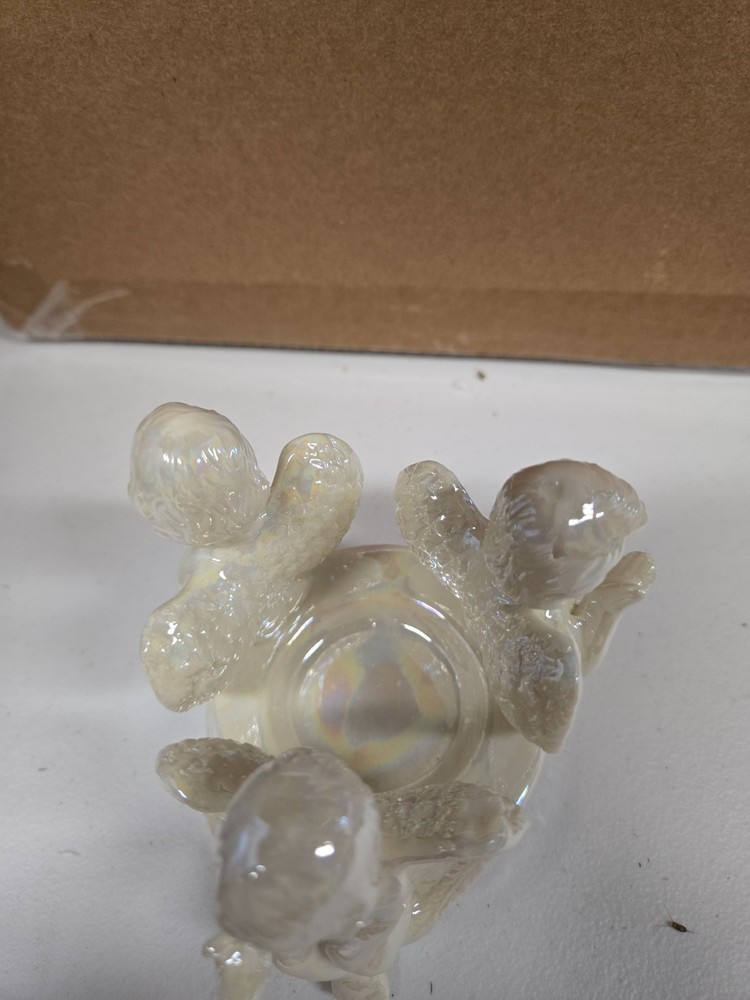 Iridescent Ceramic Angels Tealight Candle Holder
