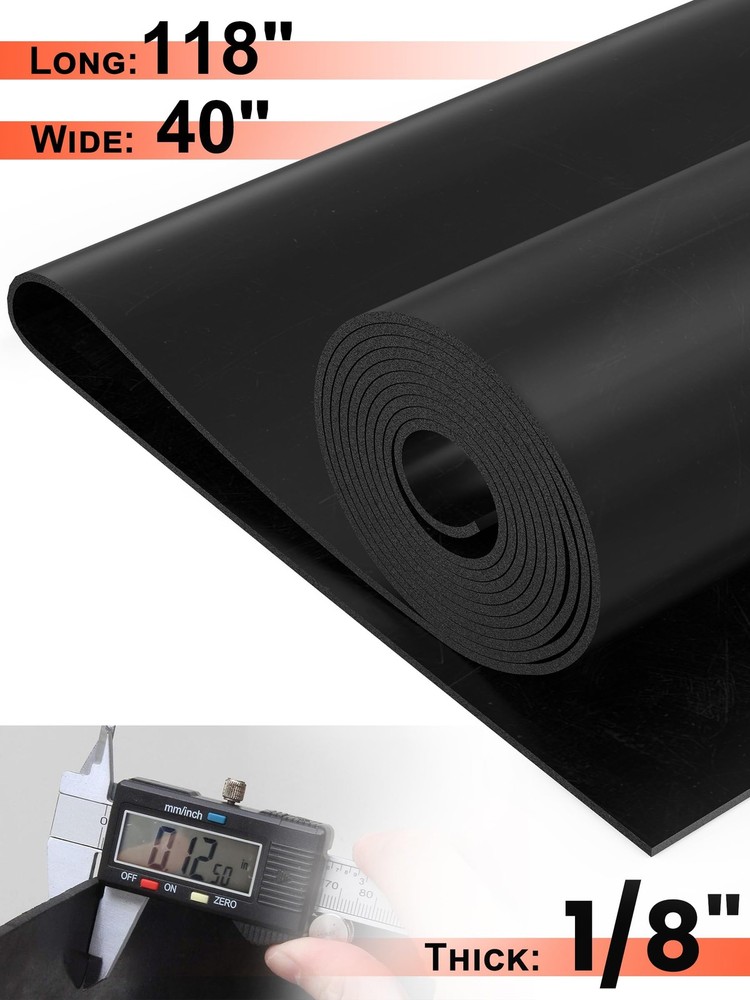 118”x40”x1/8” Rubber Sheet Roll Solid Neoprene Rubber Flooring Roll High Temp...