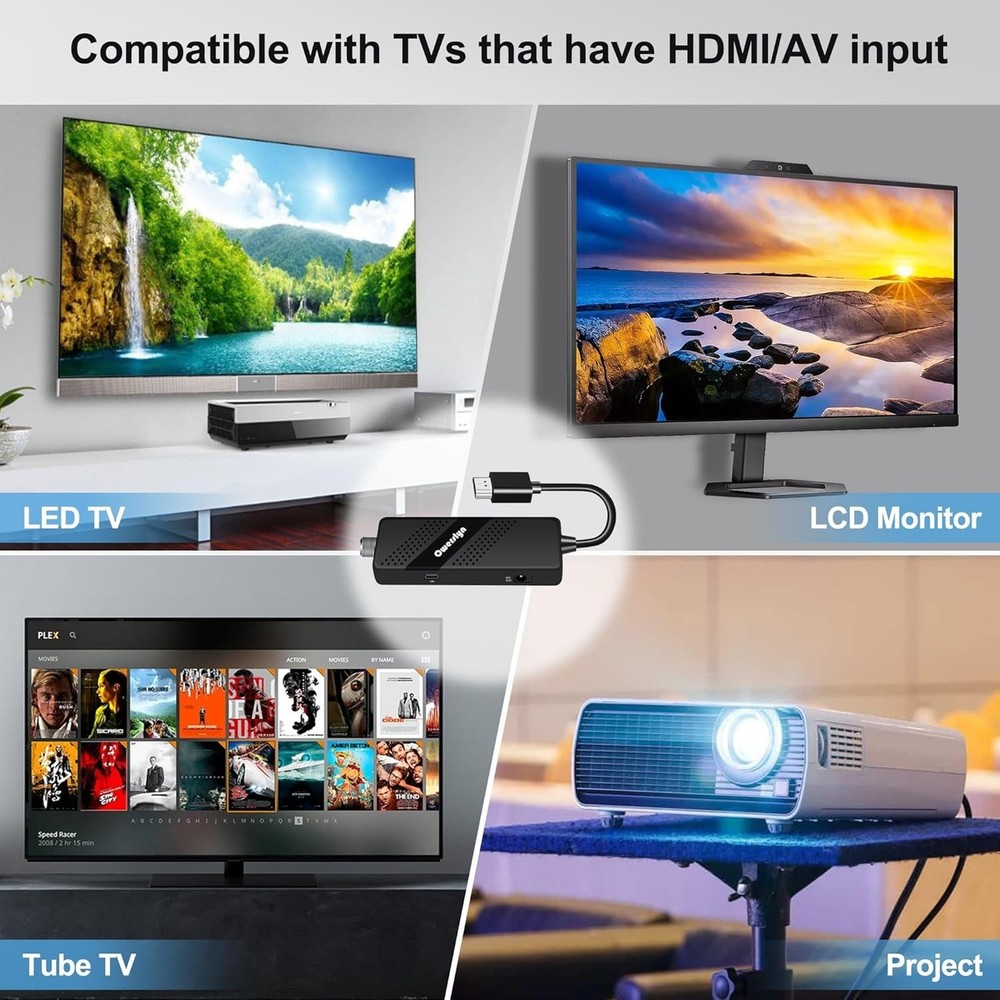 Mini TV Tuner Box with Playback & Remote Control