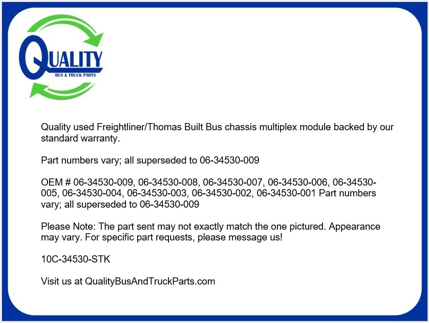 Chassis Multiplex Module Freightliner Thomas 06-34530-009 06-34530-008