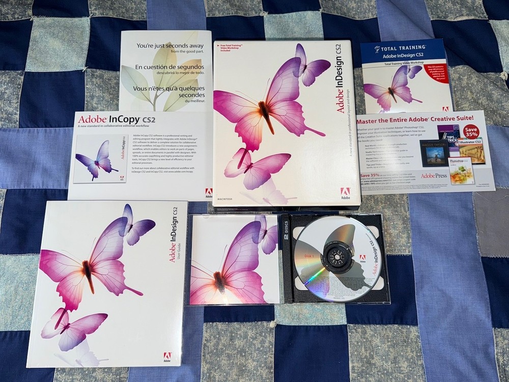 Adobe Indesign CS2 software for Mac, In Design w/ serial number, CIB, Boxed