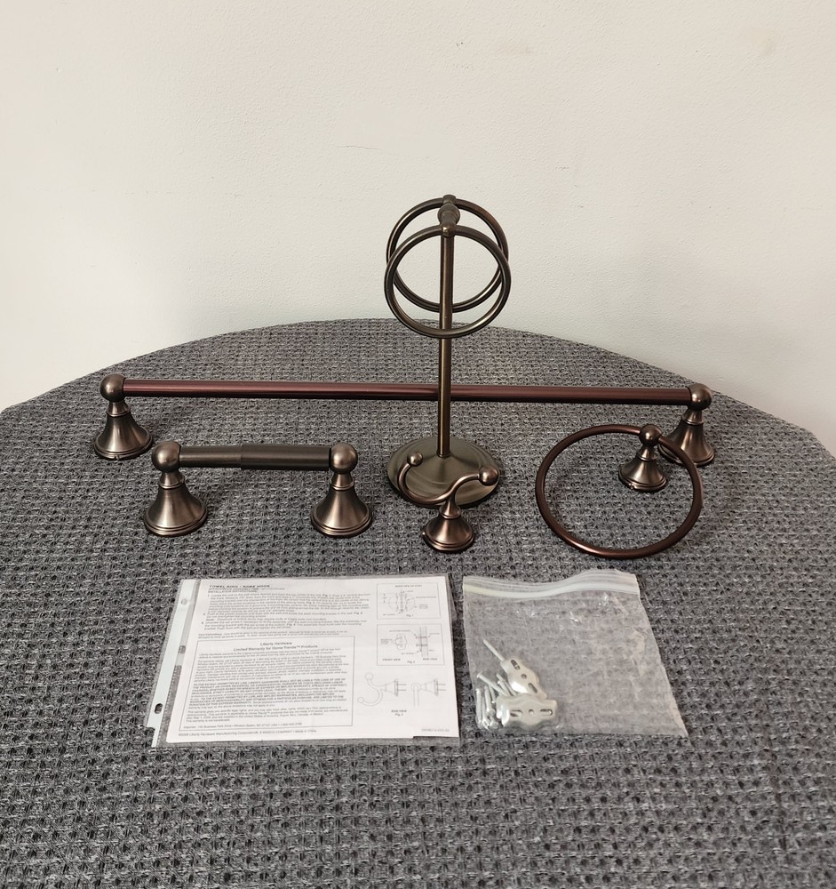 Metallic Dark Brown Bathroom Hardware Accessory Lot (Includes All Hardware)