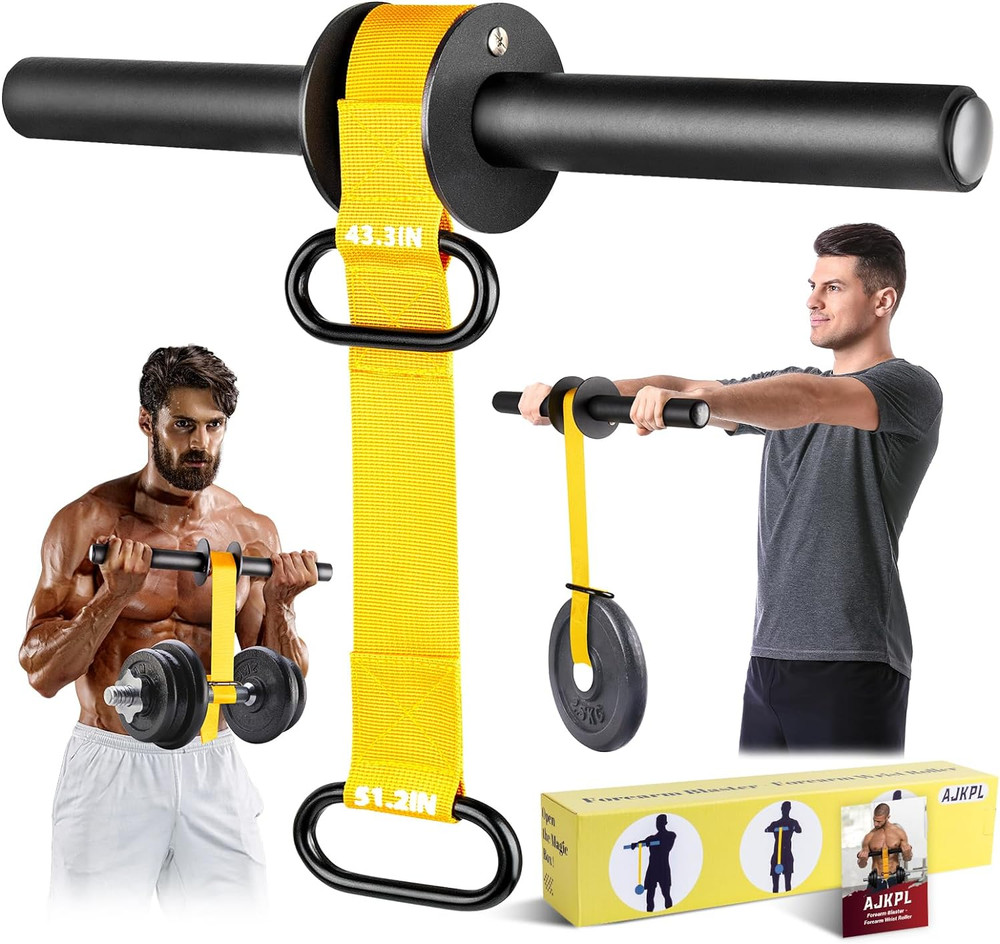 Wrist Roller Forearm Strengthener Grip Trainer Gym Workout Tool Adjustable Strap