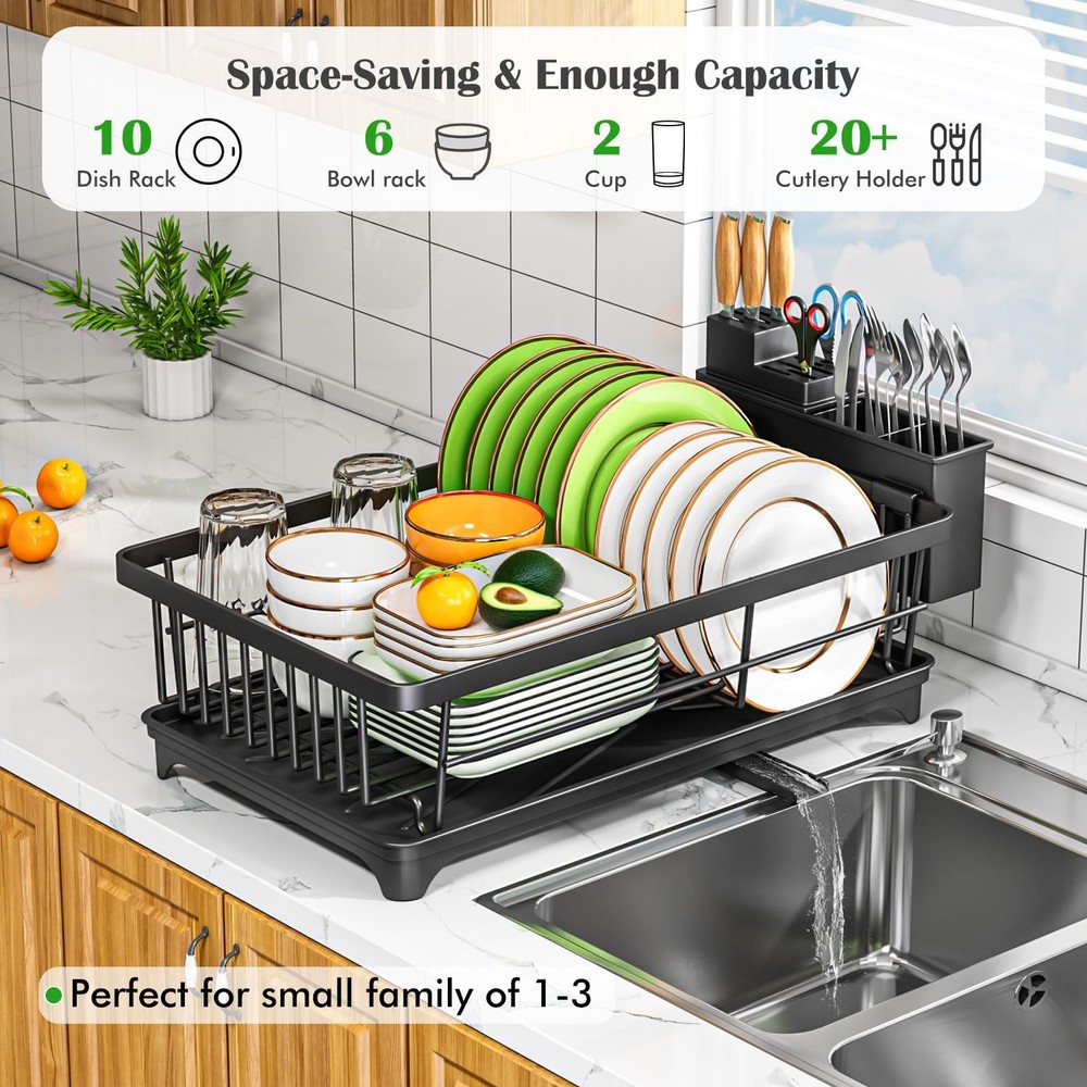 Space-Saving Dish Drying Rack - Compact Rust-Resistant Kitchen Organizer