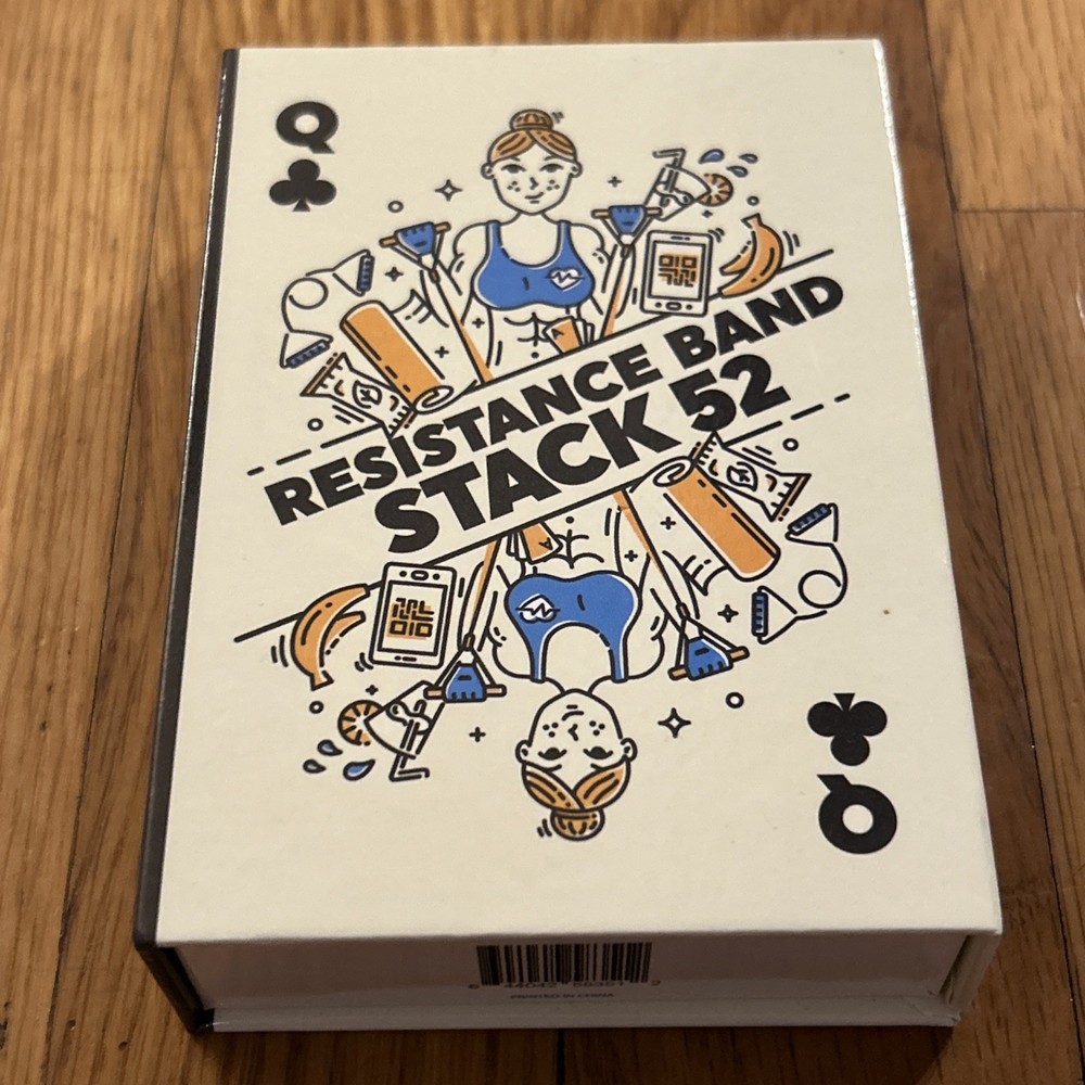 Stack 52 Resistance Band Exercise Cards Workout Game With Box