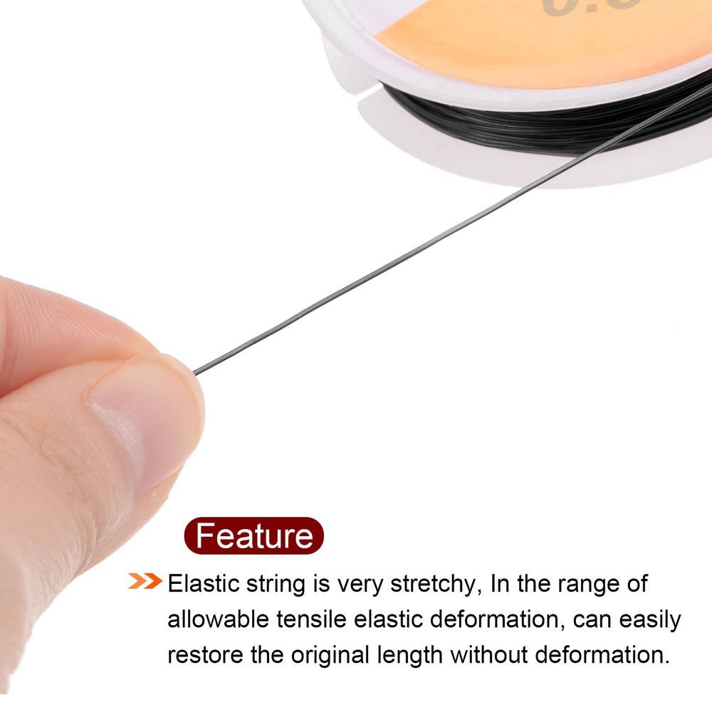5pcs 0.6mm Elastic String Craft DIY Making Stretchy Cord Thread TPU, Black