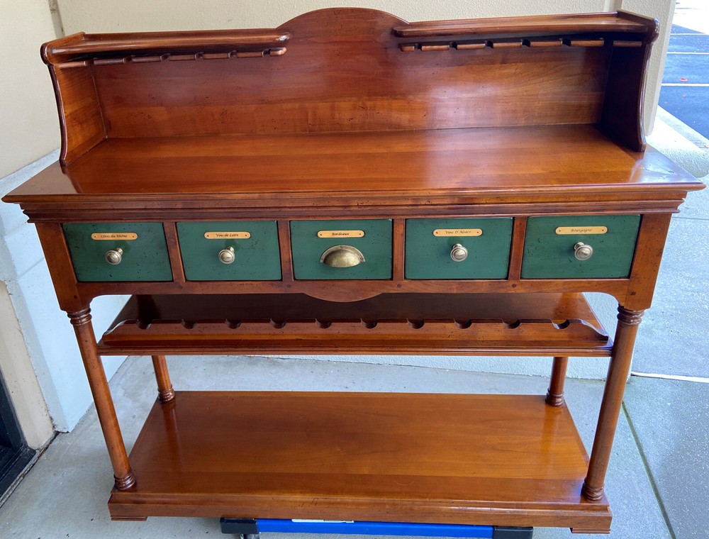 French Solid Cherry Wood Wine Bar, Server, Sideboard, Liquor Cabinet