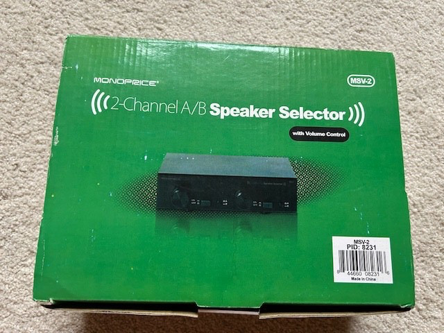 UNUSED  MONOPRICE MSV-2 DUAL SOURCE 2-CHANNEL A/B SPEAKER SELECTOR
