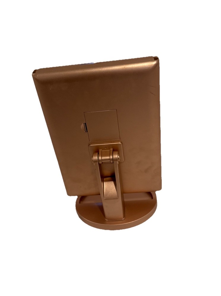 Tri-Fold Rose Gold Lighted Vanity Mirror, 21 LED Lights Touch Light Magnifying