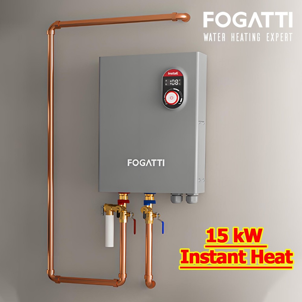 FOGATTI 15KW Electric Tankless Water Heater Instant Shower On Demand Whole House