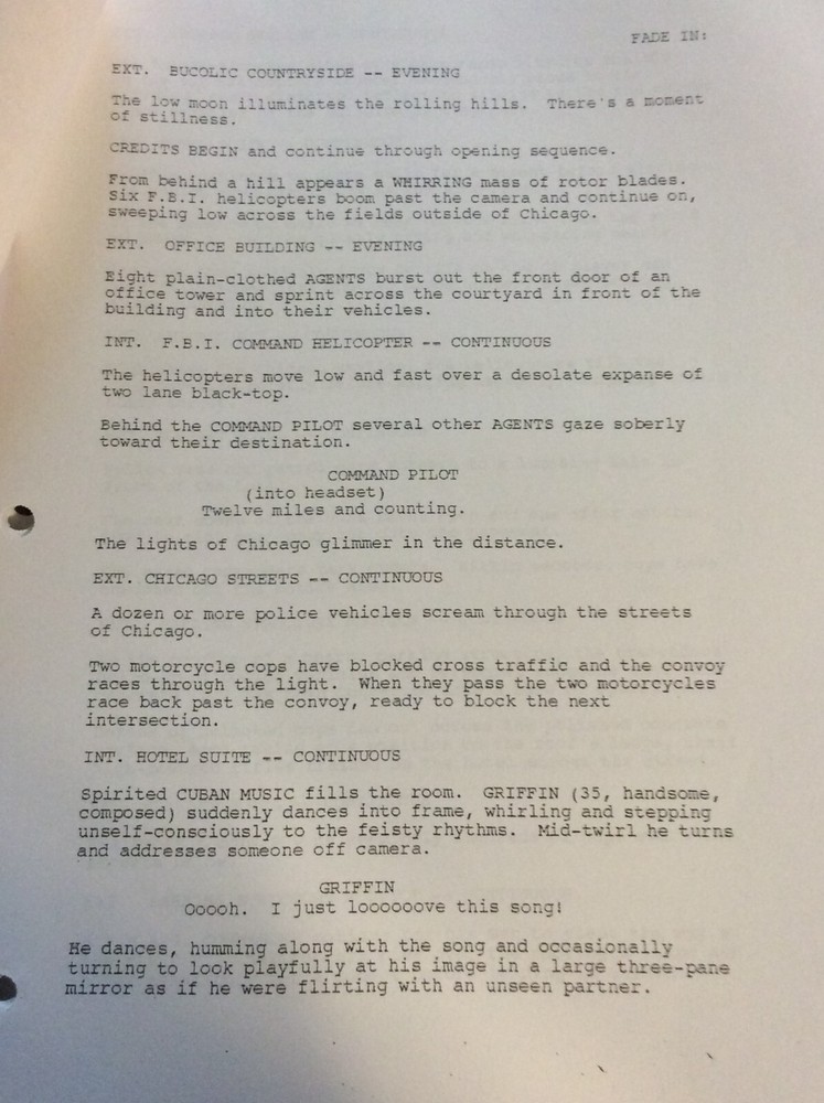 ORIGINAL SCRIPT DRIVEN THE WATCHER KEANU REEVES ERNIE HUDSON JAMES SPADER