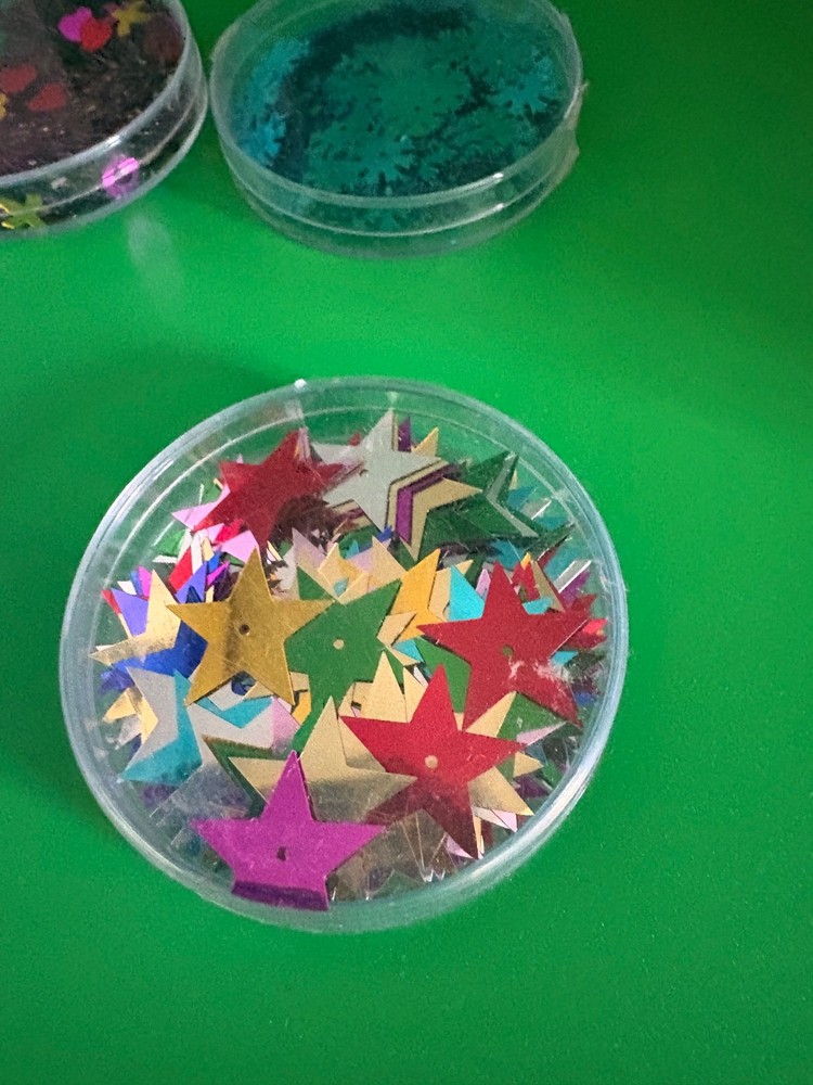 Multicolored Shaped Glitter - 7 0.5 oz containers plus 0.2 oz