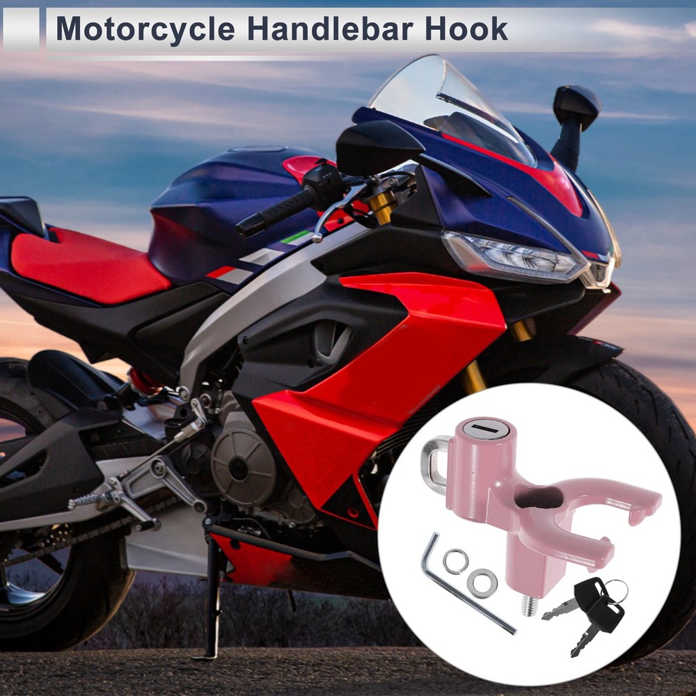 Double Metal Fork Hook for Motorcycle 1 Set Light Pink