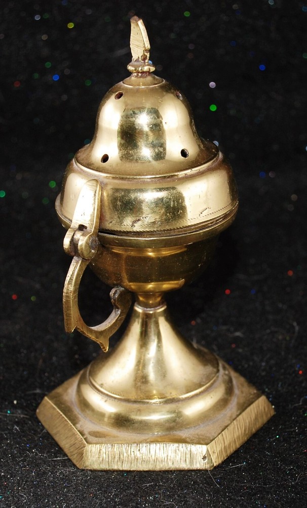 Brass Incense burner- Antique- 6.25"H