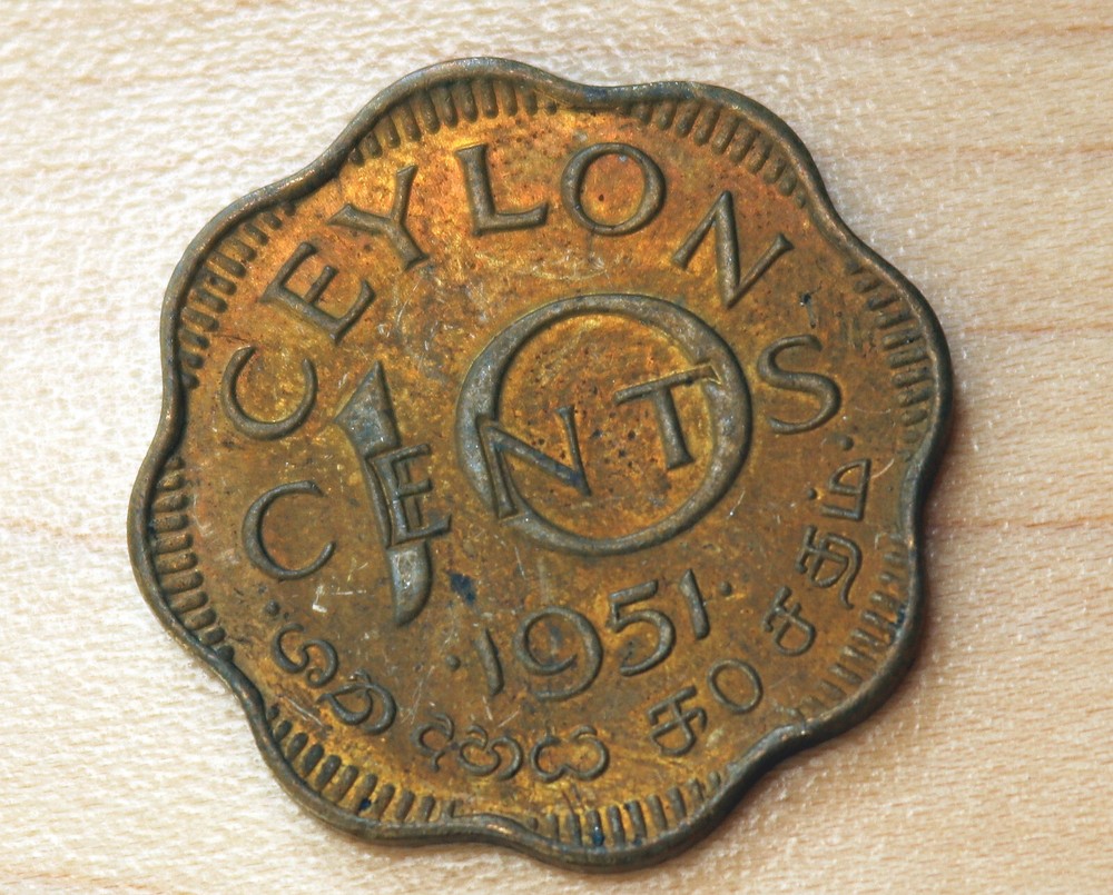 1951 Ceylon Sri Lanka 10 Cents