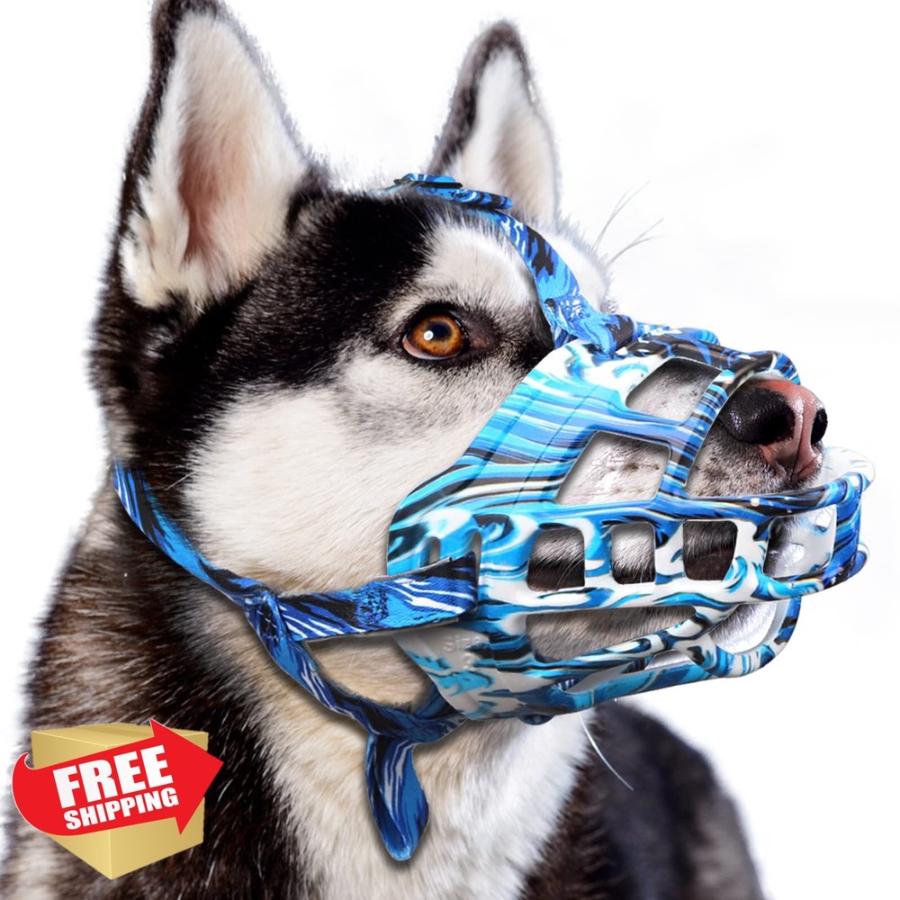 Basket Dog Muzzle Blue Size 5 Breathable Adjustable For Biting