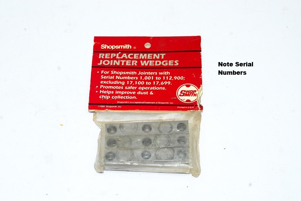 ShopSmith 3 - Pack Replacement Old Style 4" Jointer Knife Wedges, See Photos