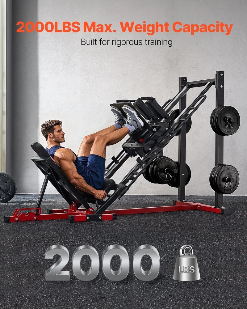 Leg Press Hack Squat Machine, Adjustable Leg Press Combo with Linear Bearing and