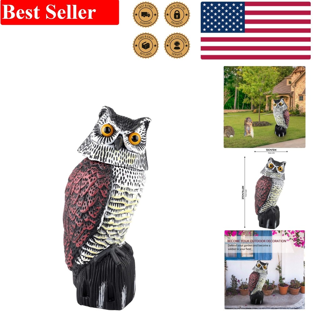 Elegant Plastic Owl Decoy with Rotating Head for Stylish Bird Control Solutions