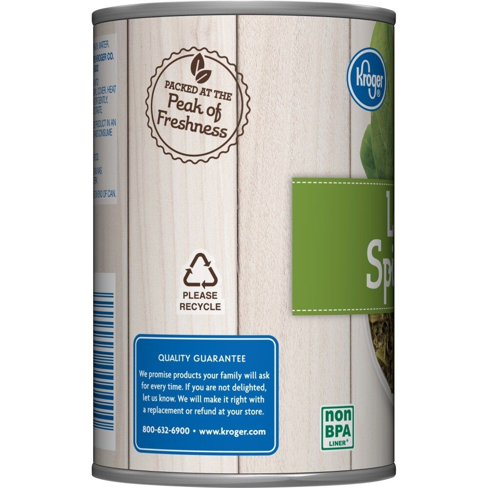Kroger No Salt Added Leaf Spinach 13.5 oz - Pack of 3