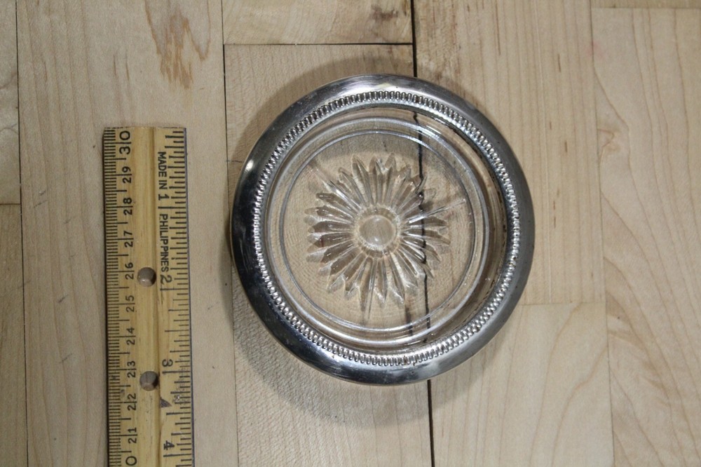 Vintage Silver And Crystal star burst Coaster