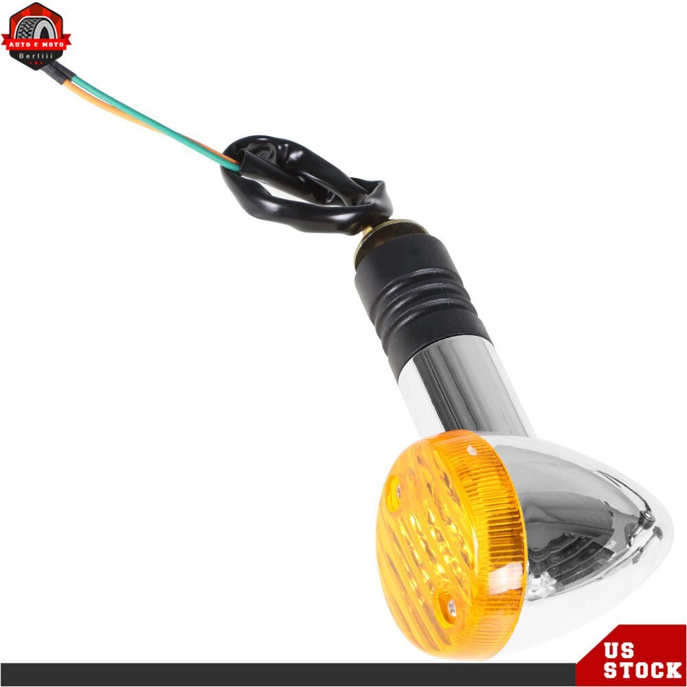 2×Amber Chrome Front Rear Turn Signal Blinker Indicator Light Motorcycle