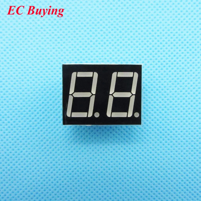 10pcs, 2-bit Digital Tube, Common Cathode, 0.36" Red LED Digit, 7-Segment