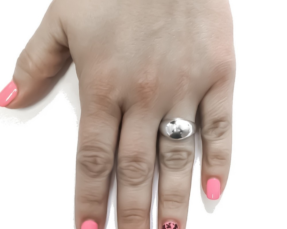 Solid 925 Sterling Silver Dome Bold Polished Wide Chunky Band Statement Ring