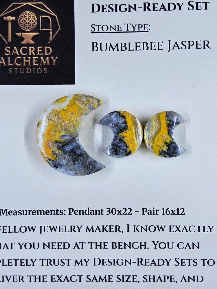 Crescent Moon - Bumblebee Jasper - Design-Ready Set