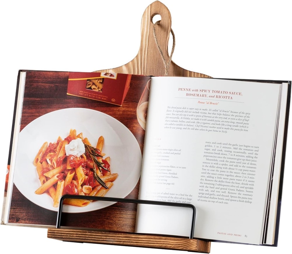 Compact Cookbook Stand with Adjustable Angle - Rustic Kitchen Essential
