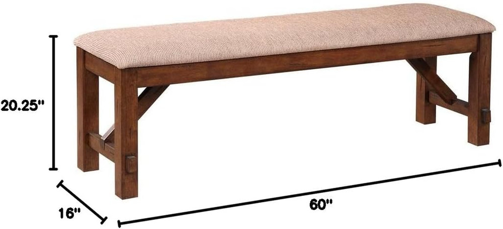 Karven Solid Wood Dining Bench, Brown