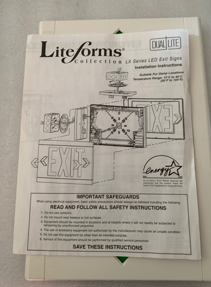 Exit sign emergency light combo COVER ONLY Dual lite hubbell