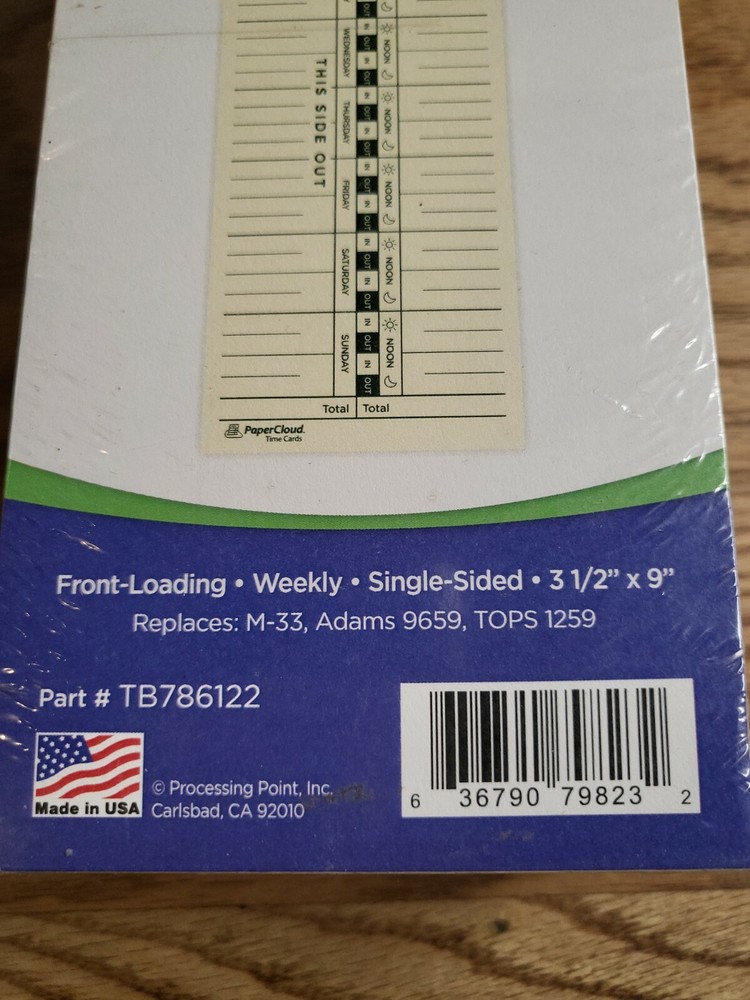 Paper Cloud Weekly Time Cards 220 Single Sided