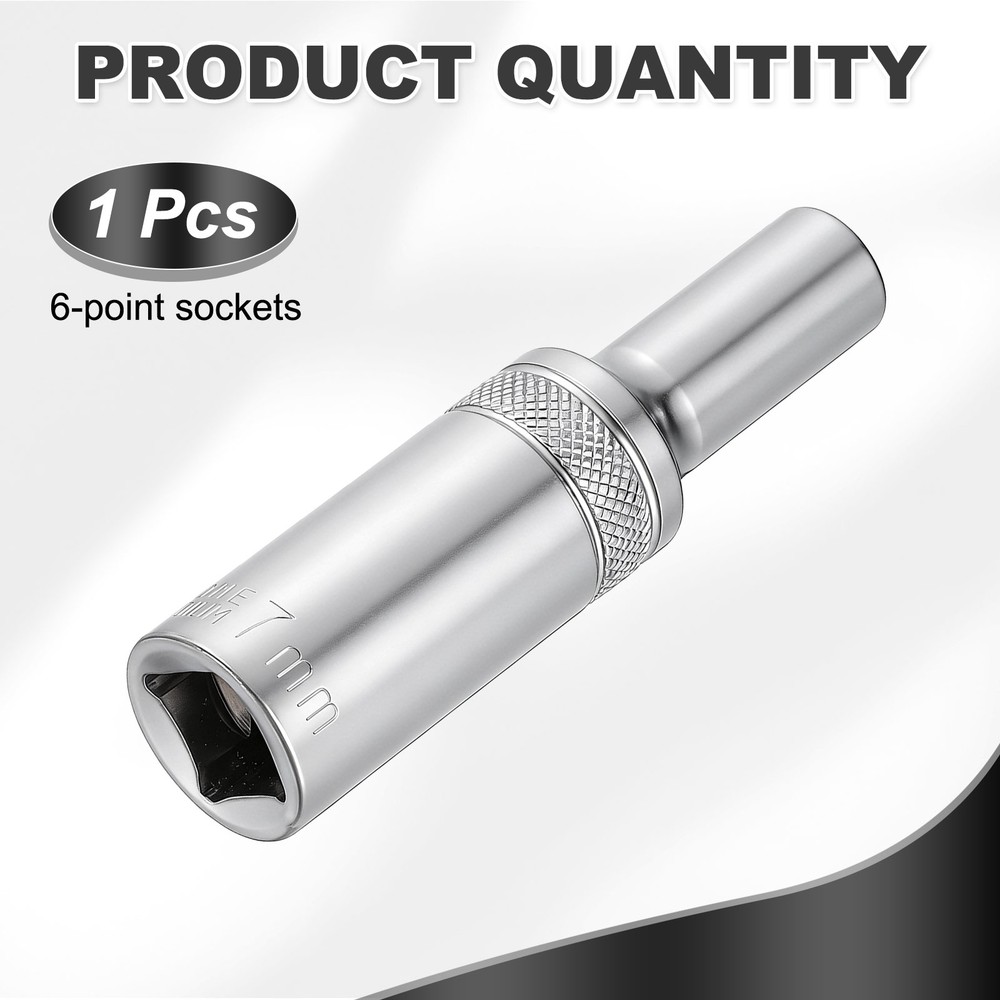 6 Points Deep Socket 3/8" Drive 7mm Nickel Plating Impact Socket 2.5" Long