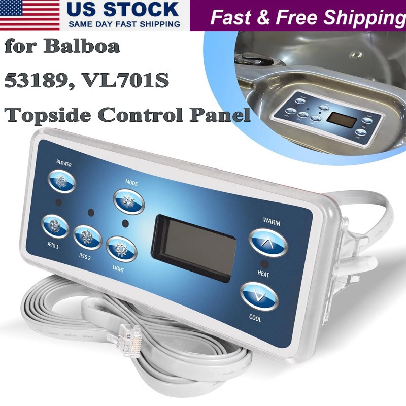 Replace for Balboa 53189, VL701S Topside Control Panel with 7-Button & Connector