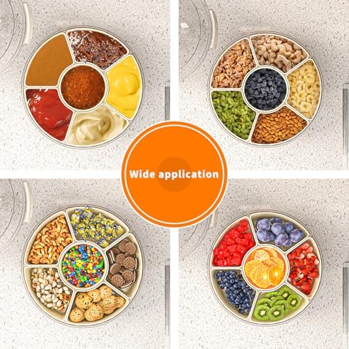 Divided Serving Tray with Lid and Handle, Stackable Snackle 12" L-1pcs (White)