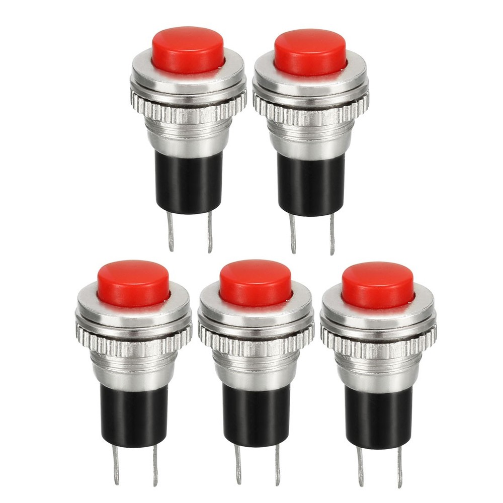 5Pack 10mm Mounting Red Momentary Push Button Switch SPST NO