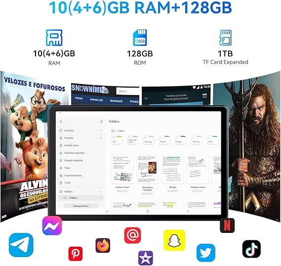 NEW 10.1 inch Android Tablet 10+128GB IPS Touchscreen Octa-core Processor Wi-Fi