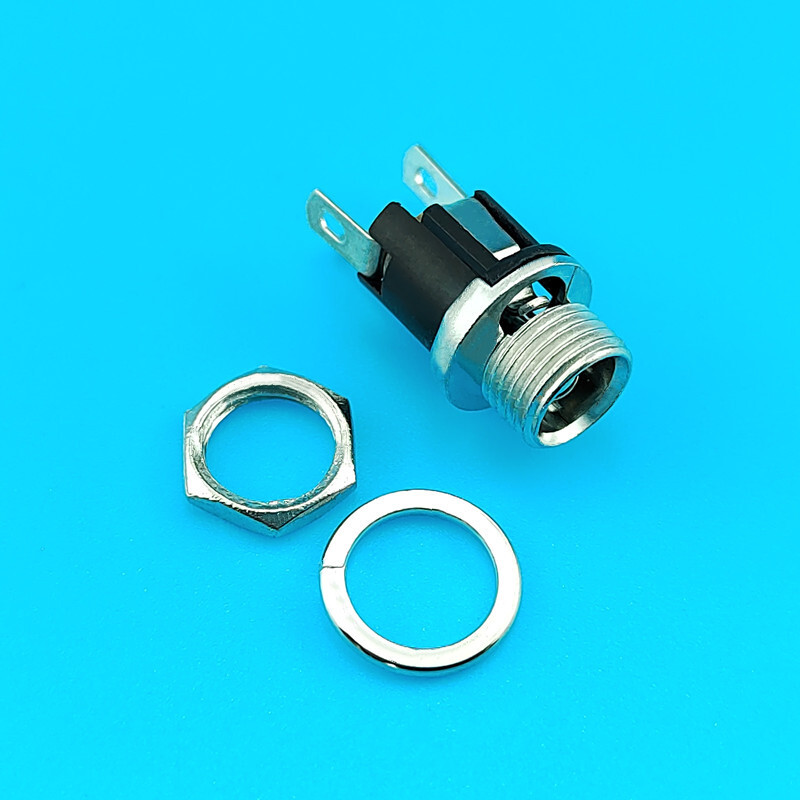 20PCS DC Power Socket Mount With Threaded Nut Panel Connector 3-Pin 5.5 x 2.1mm