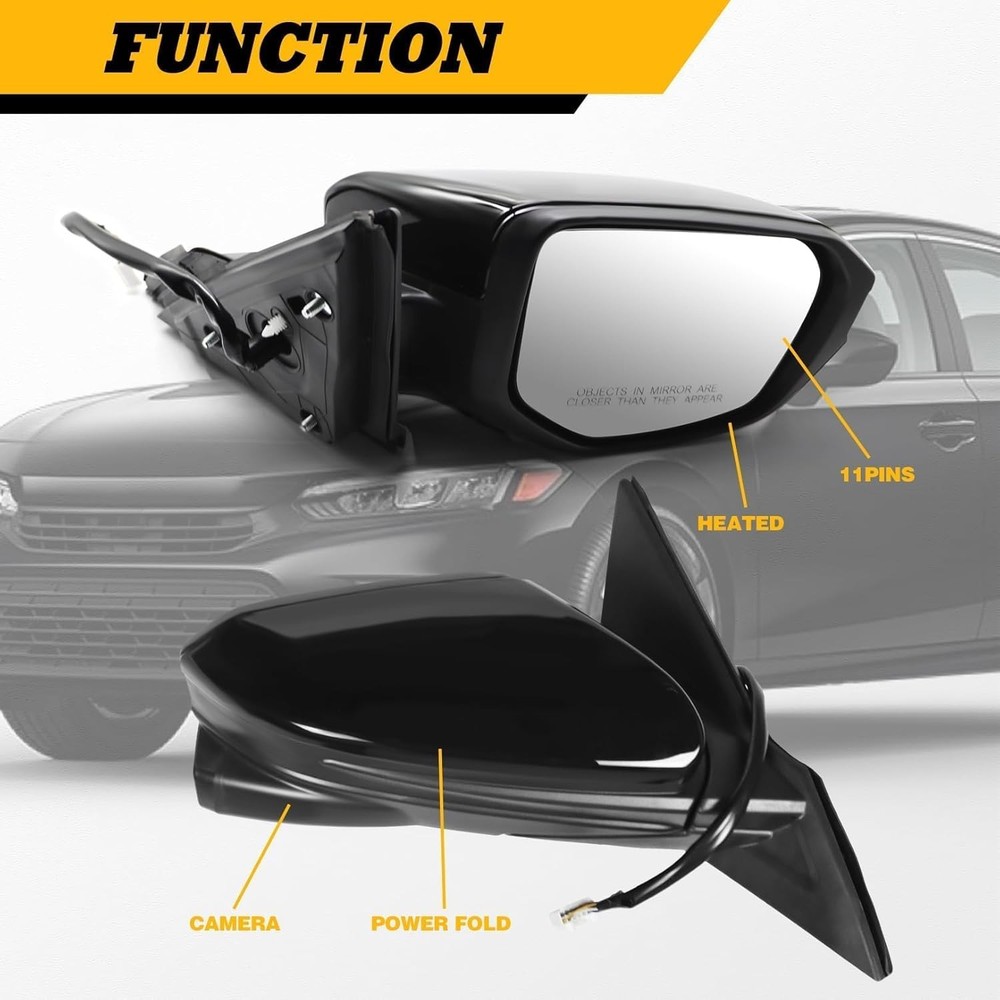 Civic Side View Mirror 2016-2022 w Camera Heated
