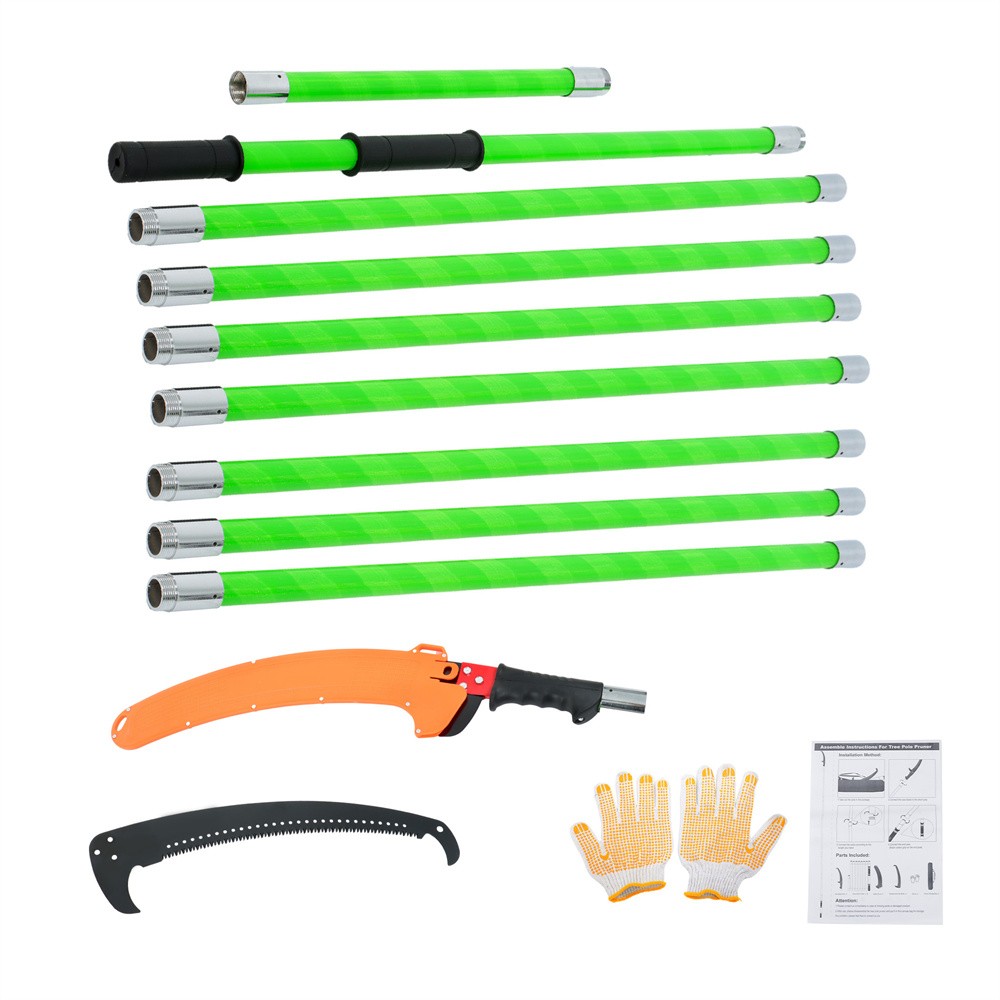 30 Feet Tree Pole Pruner Durable Tree Trimmers Handle Green Manual Branches