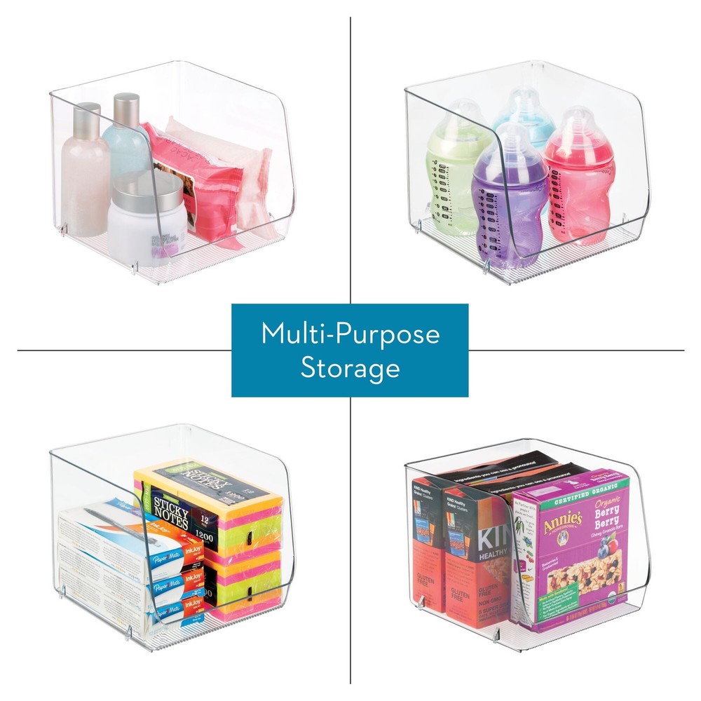 Open-Front Stackable Bathroom Cabinet Organizer Clear