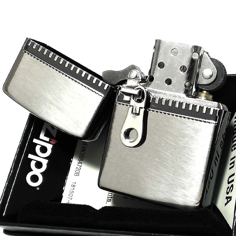 Zippo Zipper Silver Brass Etching Double Sided Processing Oil Lighter Japan