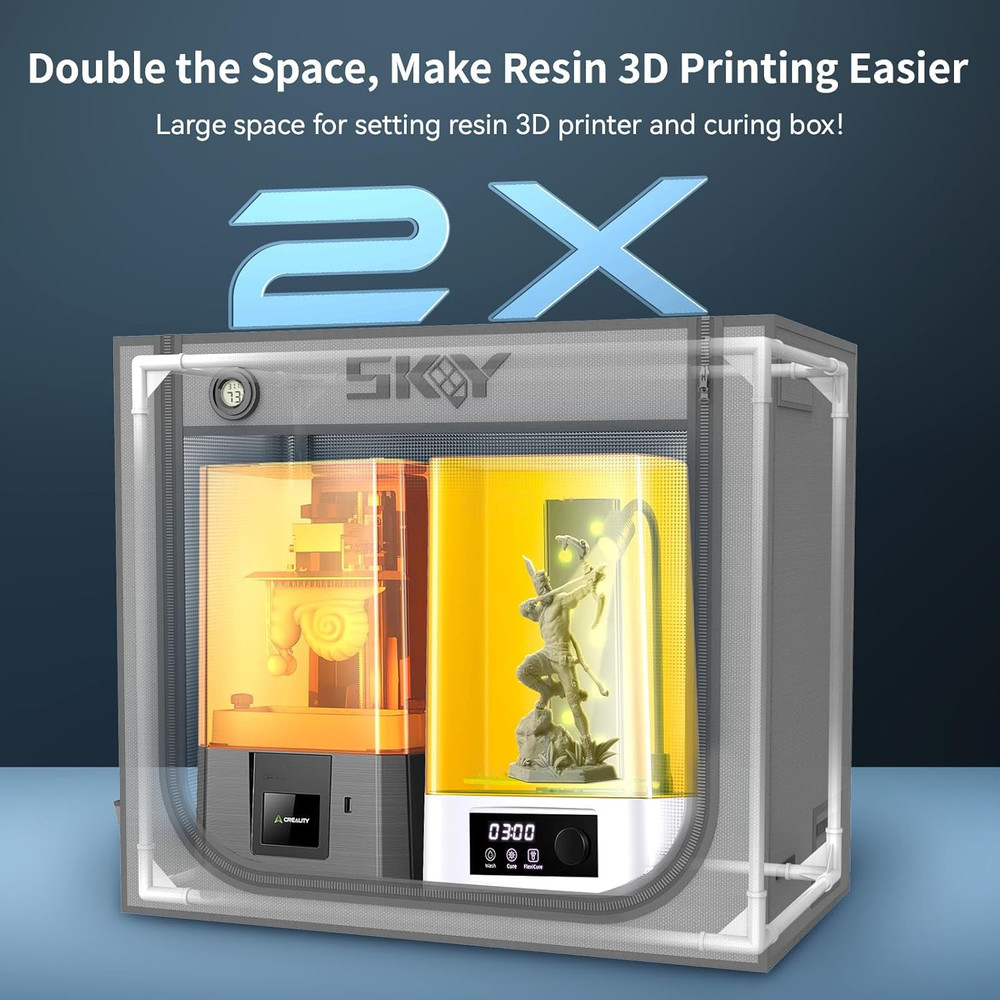 Large Resin 3D Printer Enclosure with Ventilation Kit LED Light, 3D Printer Vent